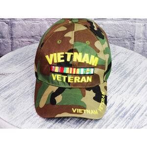 Vietnam Veteran Military Adjustable (Hook & Loop) Camouflage Cap Hat One Size